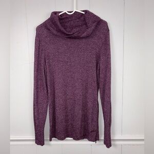 Woolrich Wool Blend Cowl Neck Purple Long Sleeve Shirt Large Winter Baselayer